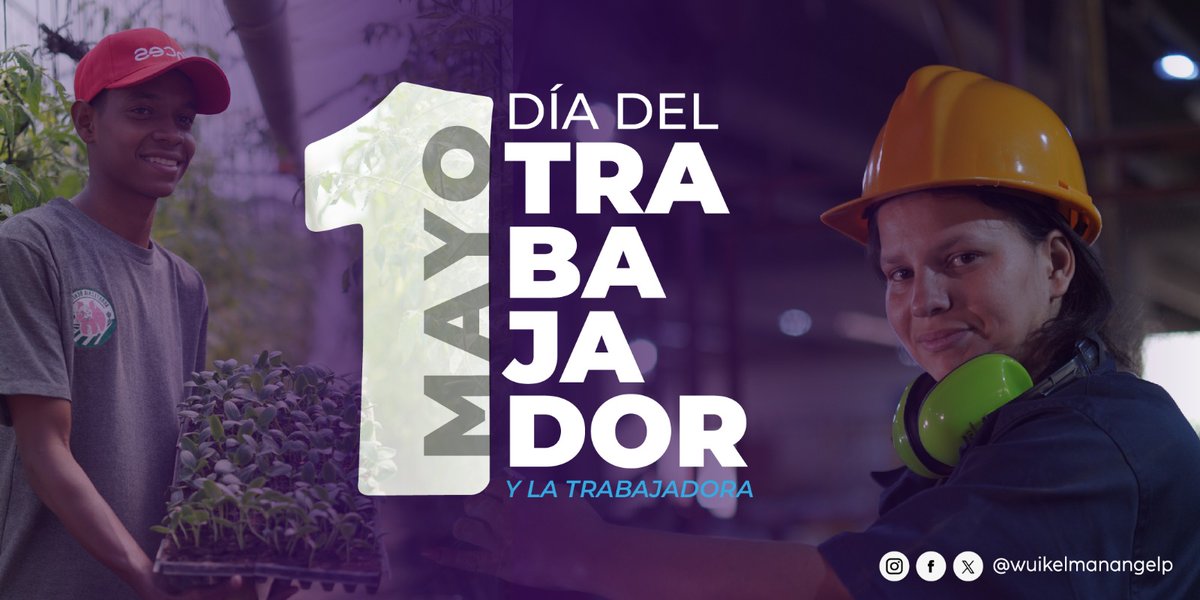 ¡Feliz Día Pueblo Trabajador! Hoy el país se sostiene sobre las manos y sabiduría de los millones de trabajadoras y trabajadores venezolanos que día a día labran la Patria próspera, igualitaria y grande. ¡Viva la Clase Obrera! #MayoDeTransformación