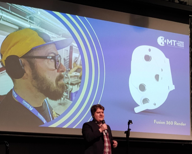 The 3MT Finalist 2024 for CU: 
Christopher Bodsworth, Future Transport and Cities, researching alternative ways of communication through tech-enhanced touching.
#CovUniRCAD 
@CovUniResearch