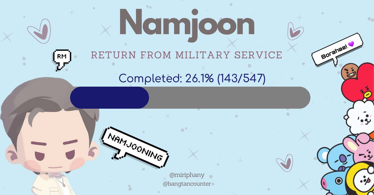 26.1% Completed. 404 Days Until Namjoon Returns. #BTS #Namjoon #RM #ARMY #APOBANGPO #To2025_WithNamjoon