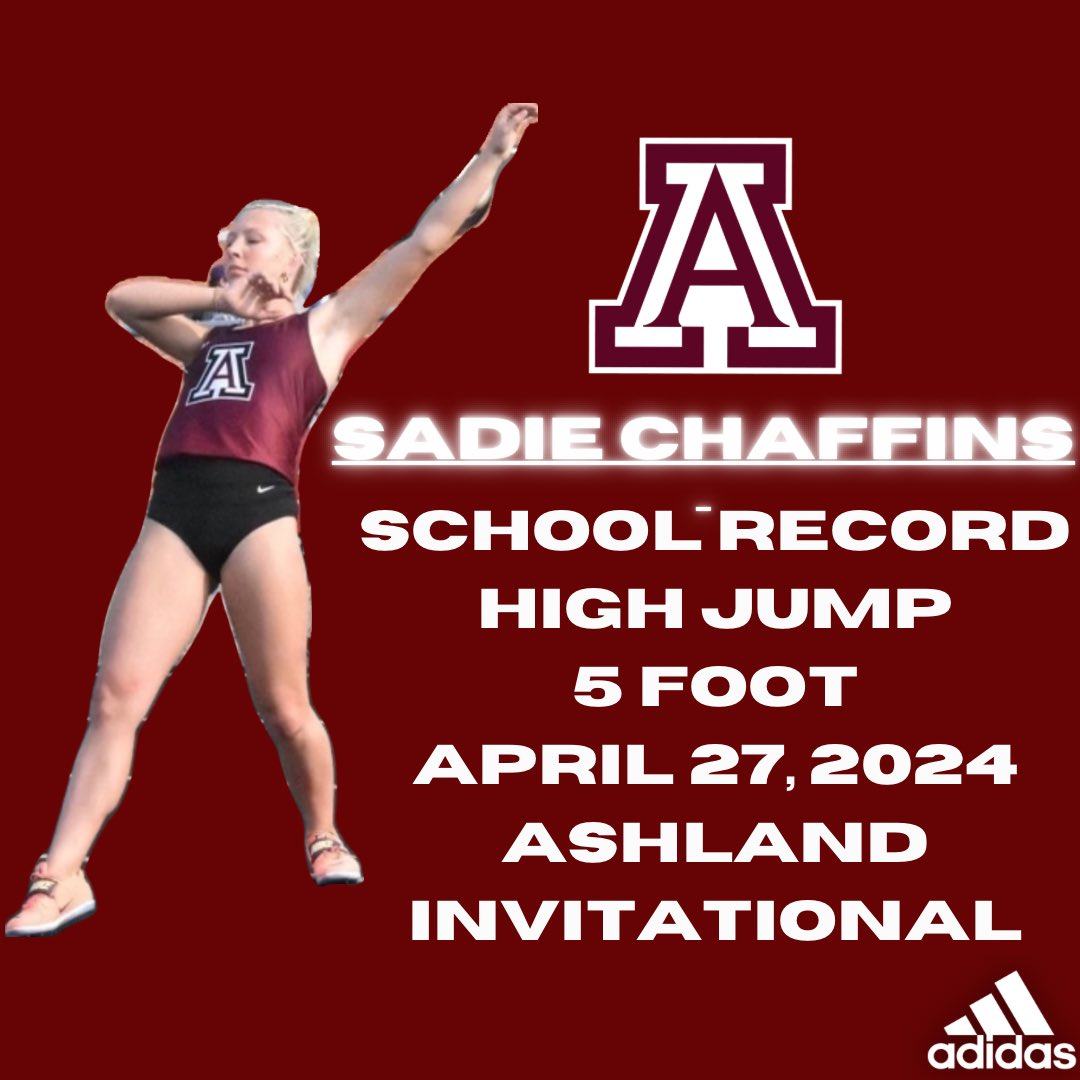 Yesterday <a href="/ChaffinsSadie/">Sadie Chaffins</a> took sole possession of the school record for the High Jump! She’s hitting her stride this season. Super proud of her.