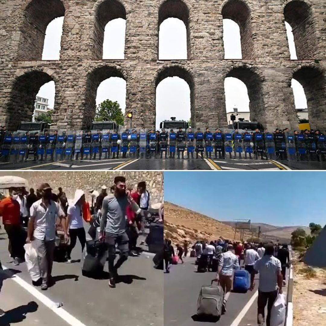 Üstteki fotoğrafta ülkenin işçisinden, emekçisinden Taksim'i koruyorlar. Alttaki fotoğrafta ise sınır güvenliğimiz var.