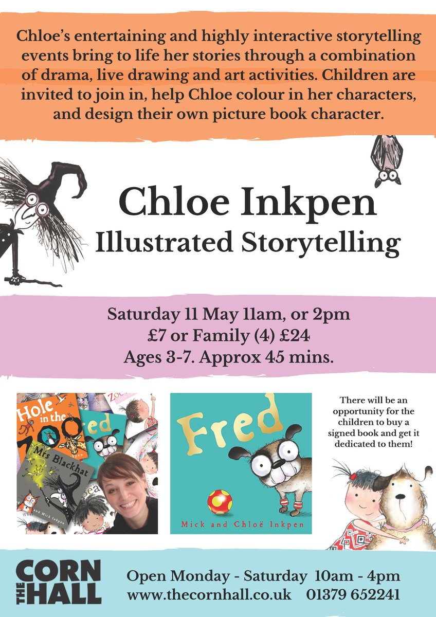 Imagine giving your little one the opportunity to meet a real life author and illustrator. Well, that’s exactly what you can do here this month when we welcome Chloe Inkpen to The Corn Hall on Saturday 11 May. >>> thecornhall.co.uk/shows/chloe-in…