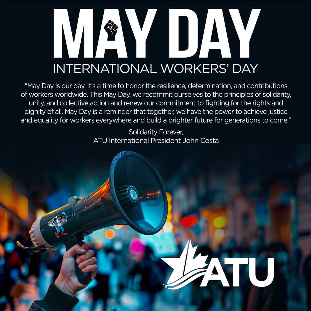 fr your Transit Drivers, Ferry Crew, Hostlers, Lost & Found, Mechanics, AAB Trip Reservationists & Dispatchers & Receivers Office #MayDay2024 #May1st #MayDay #plsRT #Halifax #Dartmouth #Sackville #Bedford #NovaScotia #hfxtransit @hfxtransit @hfxgov