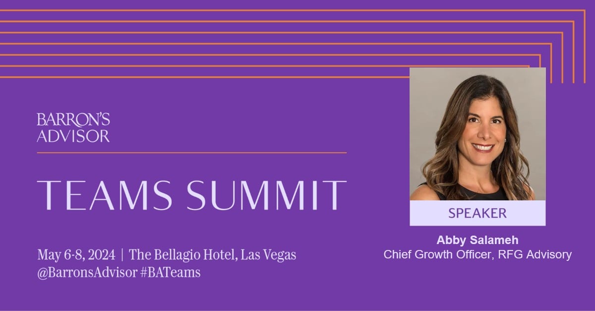An event you don't want to miss! 🗓 Mark your calendar for the Barron's Advisor Teams Summit! Our Chief Growth Officer, Abby Salameh will be taking the stage as a speaker at Barron's Advisor Teams Summit May 6-8 in Las Vegas! 🎤 #BATeams