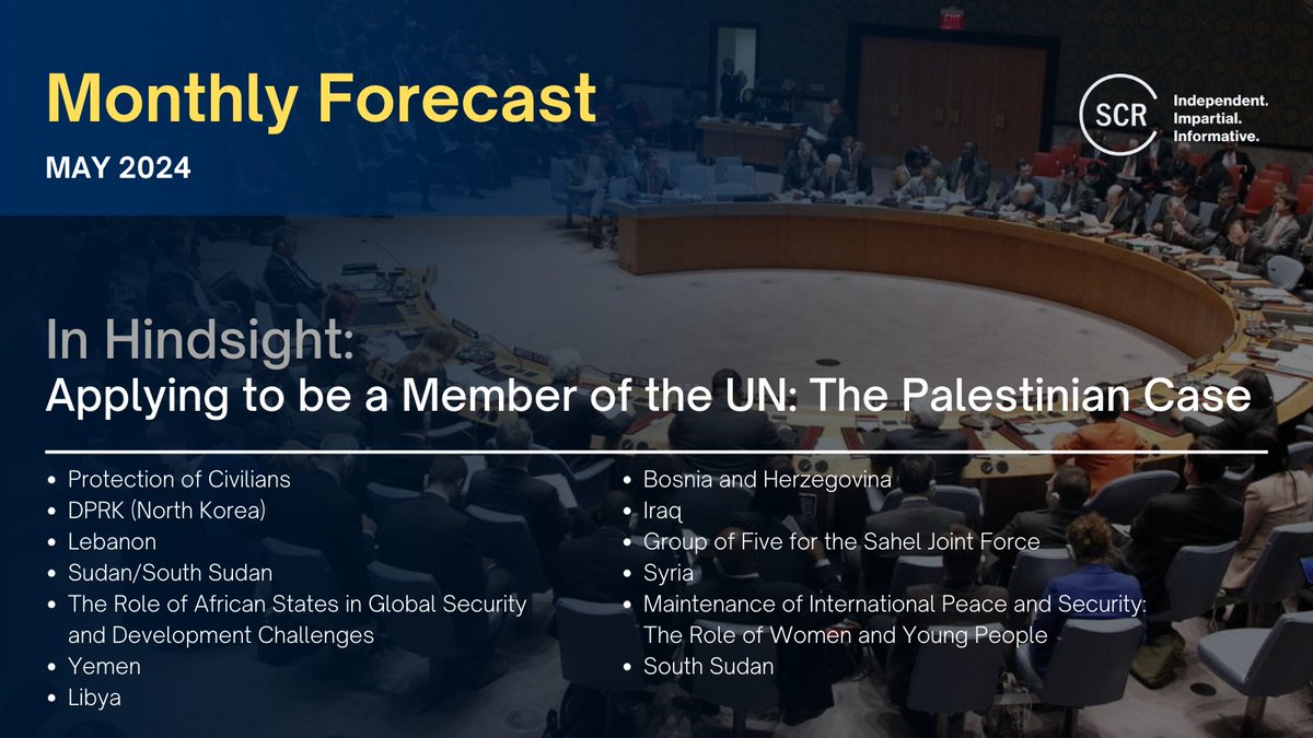 💡The Monthly Forecast is live on our website. 🇲🇿 For insights on #Mozambique|s #UNSC presidency in May: 📕 Read more: bit.ly/4a0l3JF 📑 PDF: bit.ly/4b9USBs 📨 Subscribe: bit.ly/3AwYSel