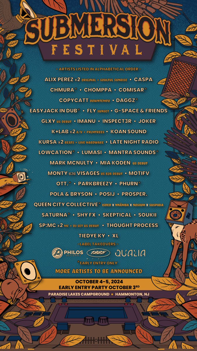 We’re incredibly excited to present our Phase 1 programming for Submersion Festival 2024! We still have an entire cast of additional acts and visual artists to announce down the road, so keep your eyes peeled as we dole out the final touches on Submersion Festival 2024.