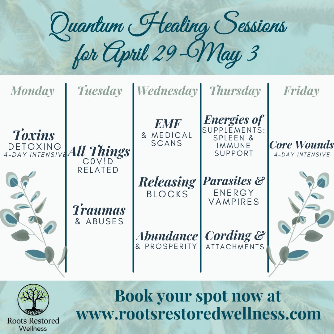 You still have time to get in on these great quantum healing sessions this week!
Sign up at RootsRestoredWellness.com

#rootsrestoredwellness #quantumhealing #bodycode #rayleneshort #energyhealing #healed #spiritualjourney #spirituality #traumahealing #innerchild #shadowwork