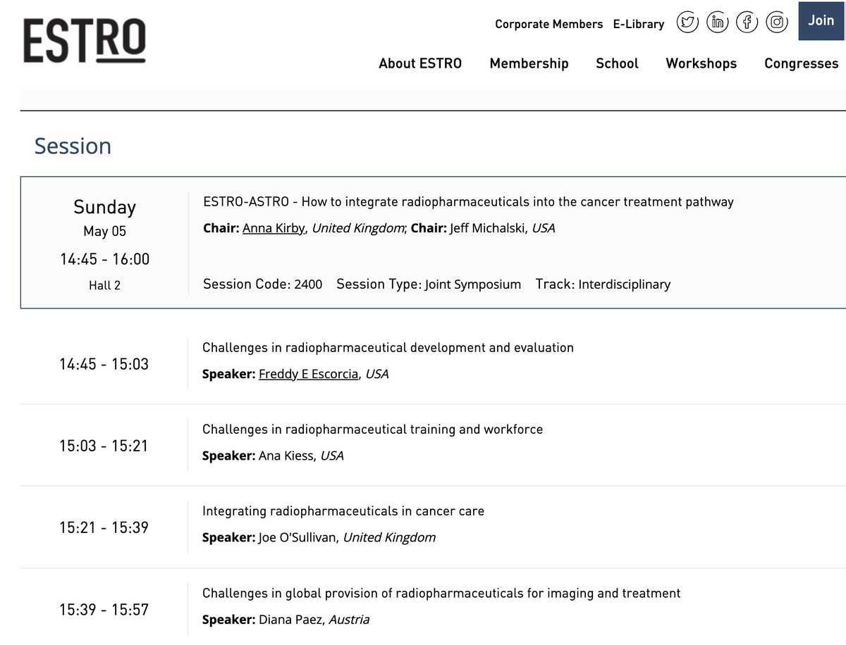 Attending #ESTRO24?

There's an @ASTRO_org #ESTRO24 joint session on Sunday focused on integrating #Radiopharmaceuticals into the cancer treatment pathway!

Stop by and ask us your questions!
