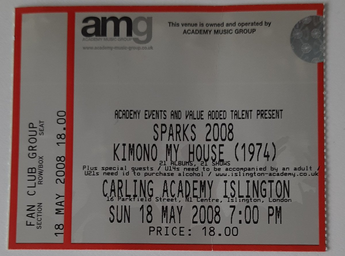 @sparksofficial @IslandRecords I can't find my ticket from the 40th anniversary orchestral performance but I do still have this.