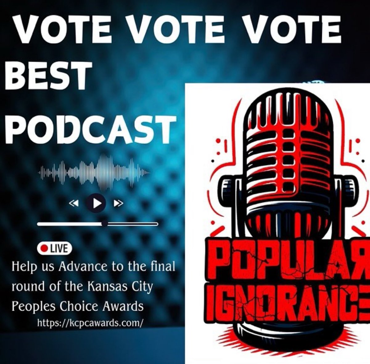 justignorant4's tweet photo. VOTE VOTE VOTE best podcast for KCPA !

https://t.co/jyUZycUtuX?

#kcpa #TrendingNow #podcasting #KansasCity https://t.co/qdKV3jvkC7