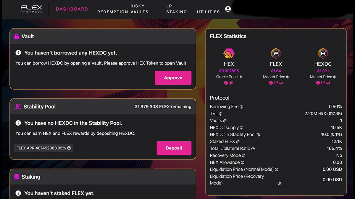 KatieePCrypto's tweet image. FLEX Protocol just launched on #PulseChain

Lending Protocol for $HEX

Same as EARN Protocol for $PLSX

flex.powercity.io
