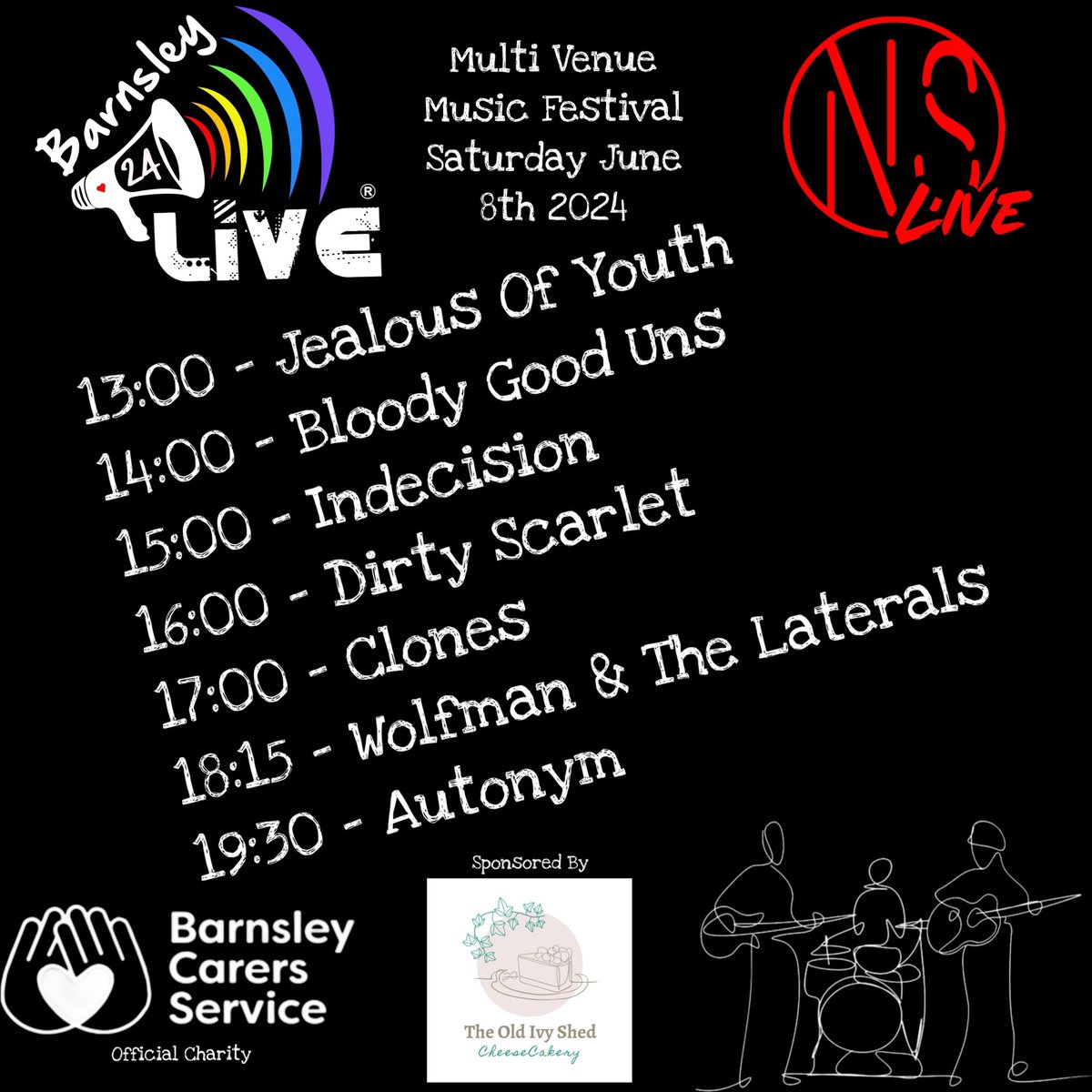 We’re super excited that we can confirm that we are performing at NS Live as part of this year’s @BarnsleyLive_ festivities on Sat 8th June.

You can catch our set at 5:00 pm & there are loads of other fantastic acts on throughout the day & across town. #barnsleyisbrill #music