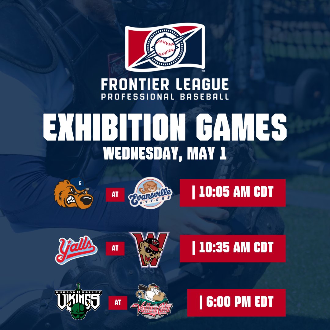 Exciting baseball coming your way with these May 1st exhibition games! ⚾ #FrontierLeague #PreSeasonAction #GameTime