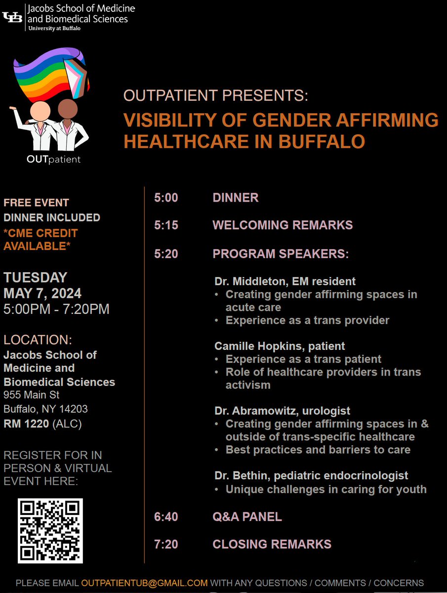 #PartnerEvent Join us for UB OUTpatient's annual LGBTQIA+ Education and Inclusivity in Healthcare Conference on Tuesday, May 7, 2024, at 5 pm! Secure your spot now: docs.google.com/forms/d/e/1FAI…