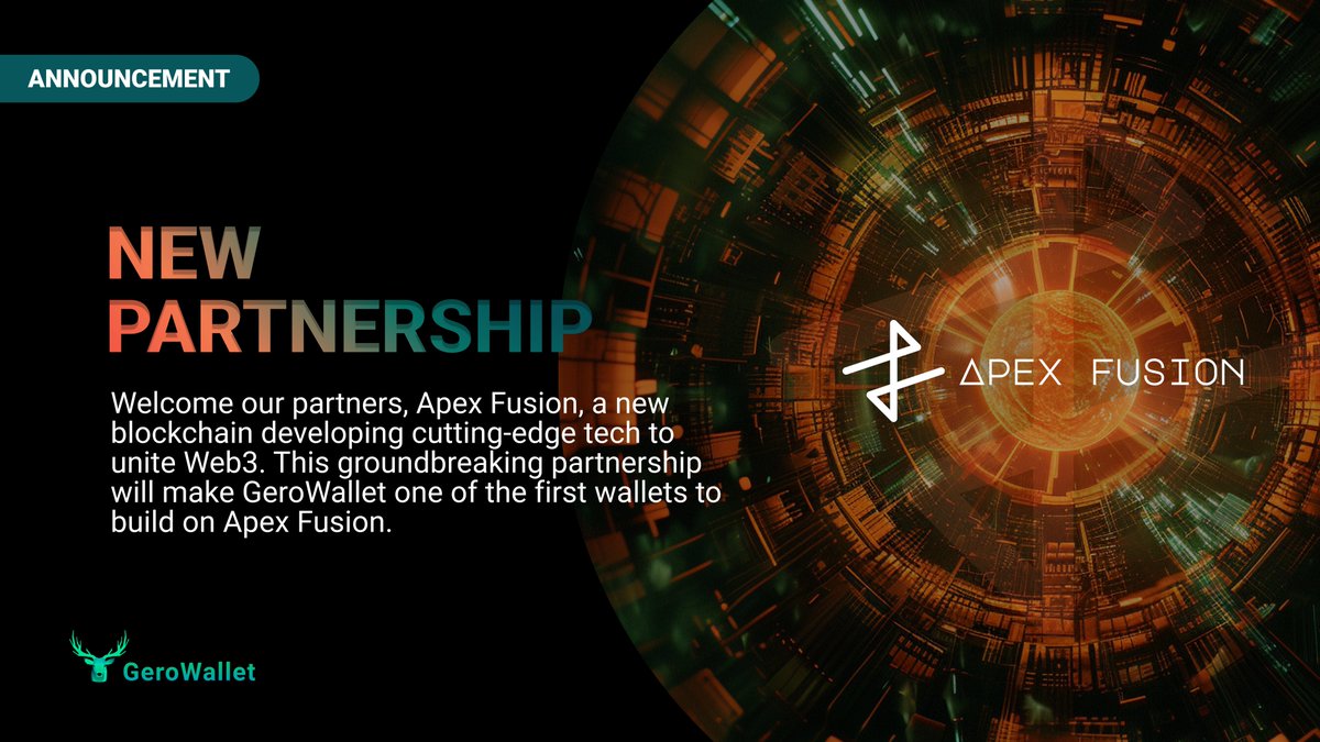 BIG NEWS ✨GeroWallet is going cross-chain! That’s right. We’ve partnered with @ApexFusion, and will be one of two available wallets when they launch.

GeroWallet users will be able to seamlessly toggle between blockchains, for an even further streamlined GeroWallet experience.…