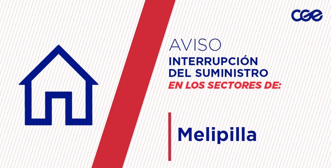 Informamos a nuestros clientes de los sectores Codigua - Fundo Las Acacias, G-668 y aledaños, comuna de #Melipilla, la interrupción del suministro eléctrico. Nuestro personal de emergencia ya está informado.