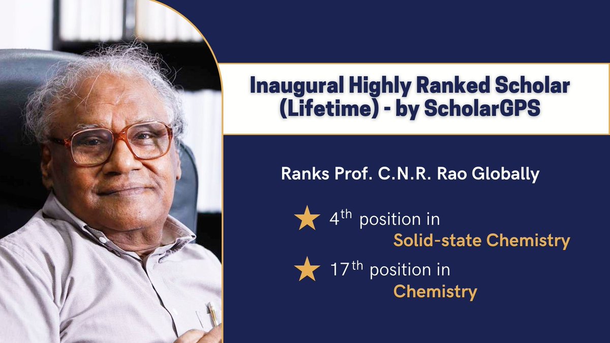 Congratulations to my research supervisor Prof. C.N.R. Rao,FRS on being recognized as an inaugural Highly Ranked Scholar. Your dedication and passion for research continue to inspire me. Proud to learn from the 4th ranked scholar globally! #cnrrao #jncasr #science #phd #research