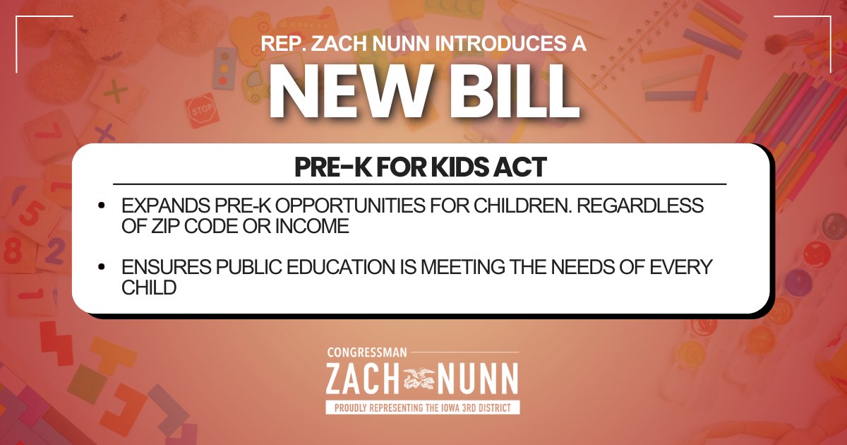 As a dad of 6, I’m committed to investing in Iowa’s future. Pre-k is critical to laying a strong foundation for our kids. Every Iowan deserves access to an affordable education. That’s why I introduced the Pre-K for Kids Act to ensure every child has access to a brighter future.