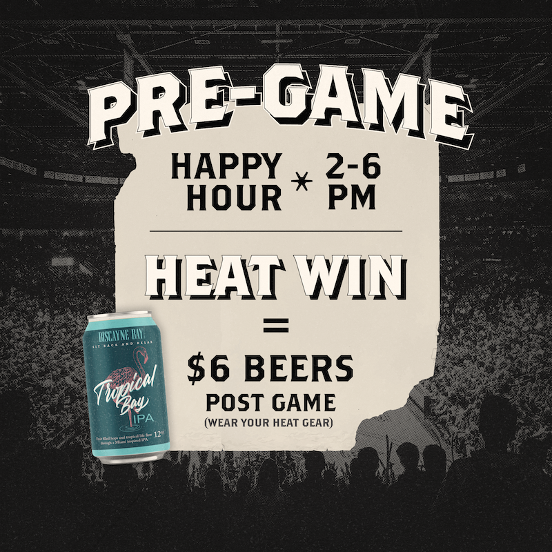 Let's Go HEAT 🔥 Pre-Game HH or Post-Game we got you! A HEAT WIN means $6 beers after the game 🍻Don't forget to wear your heat gear! 

#thingstodoinmiami #thingstodoindowntownmiami #HappyHourMiami #brickellliving
#downtownmiami #MiamiHeat