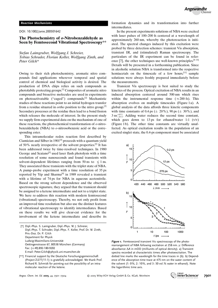 The photochemistry of o-nitrobenzaldehyde as seen by femtosecond vibrational spectroscopy eurekamag.com/research/050/6…