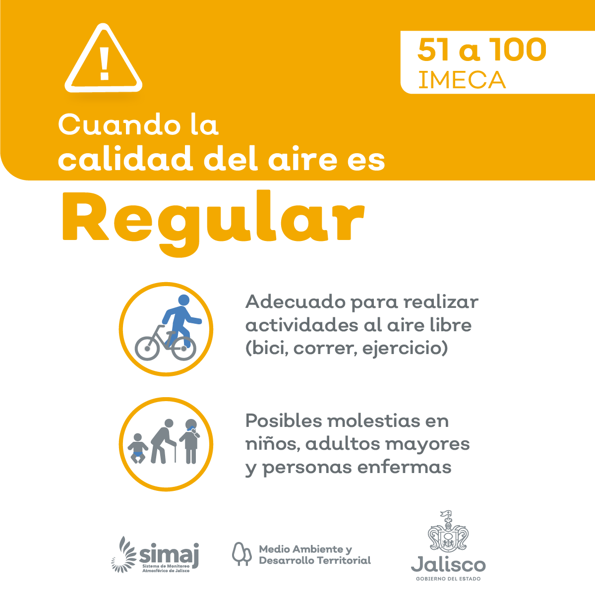 mié. 10:00 a.m. En #AMG la #CalidadDelAire Promedio es : REGULAR, nivel máximo registrado 98 puntos IMECA en Las Pintas Consulta Índice de calidad del aire en AMG : aire.jalisco.gob.mx