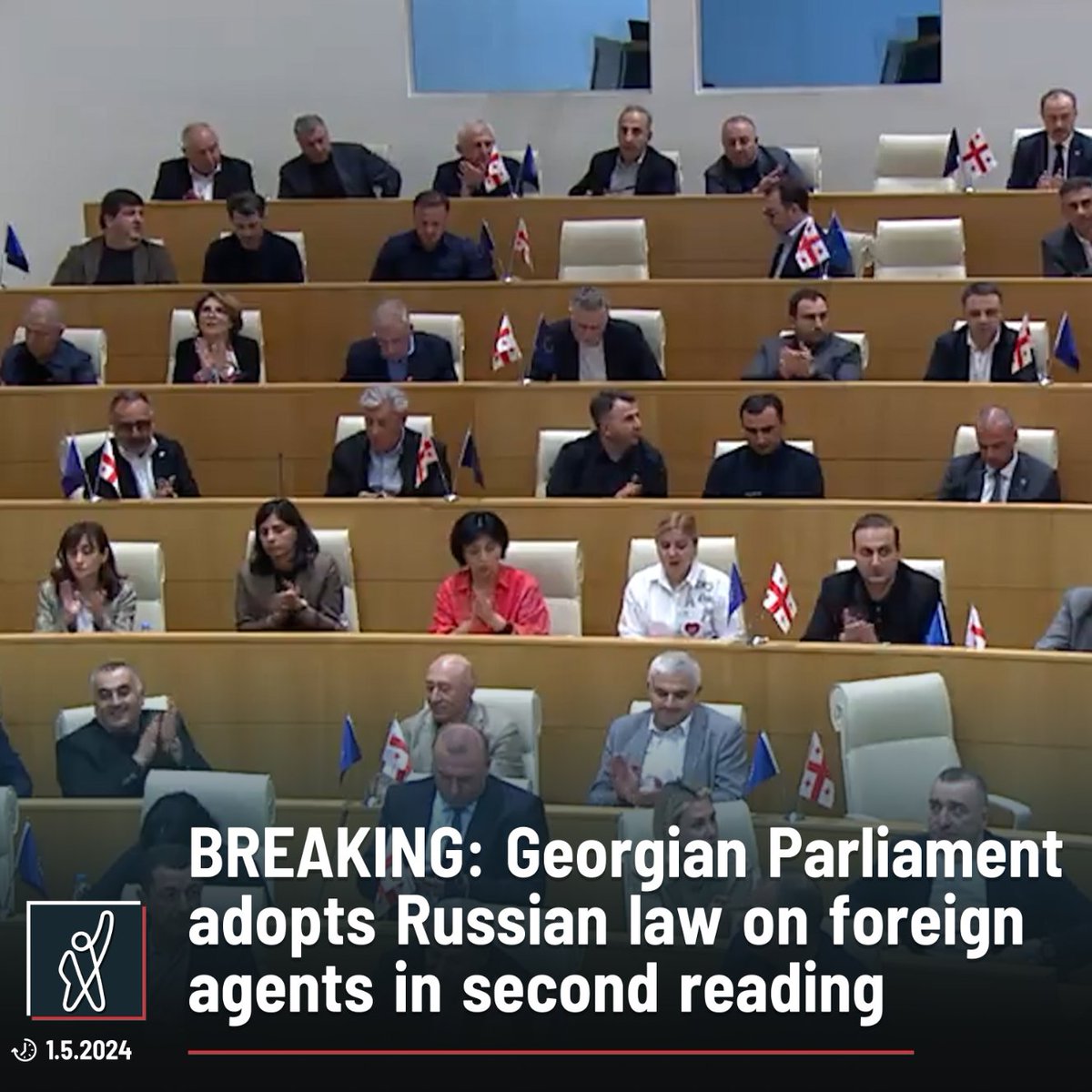 🚨🚨🚨BREAKING Die Mehrheit der Partei Georgischer Traum hat vor wenigen Minuten in zweiter Lesung den russischen Beschluss zu ausländischen Agenten angenommen.