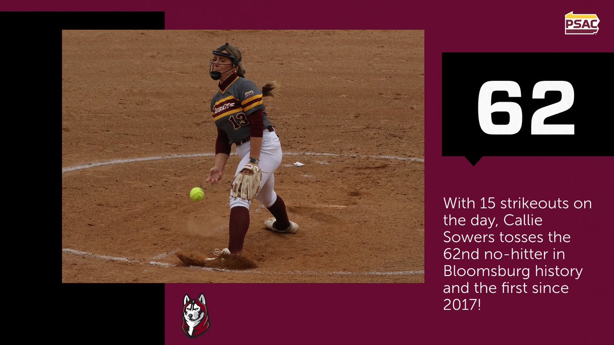 GoBUHuskies's tweet image. On Lock 🔒

Callie Sowers tosses the 62nd no-hitter in team history to set up a matchup with East Stroudsburg in the next round of the PSAC Tournament today at 3:00 p.m.!

#Unleashed