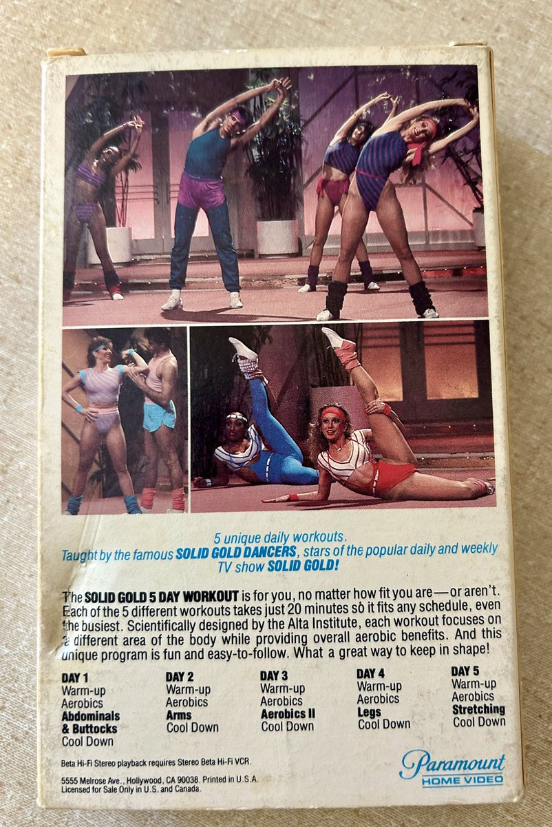 I was poking around in my mom’s basement and found her Betamax, along with this treasure. #NoPainNoGain 💪