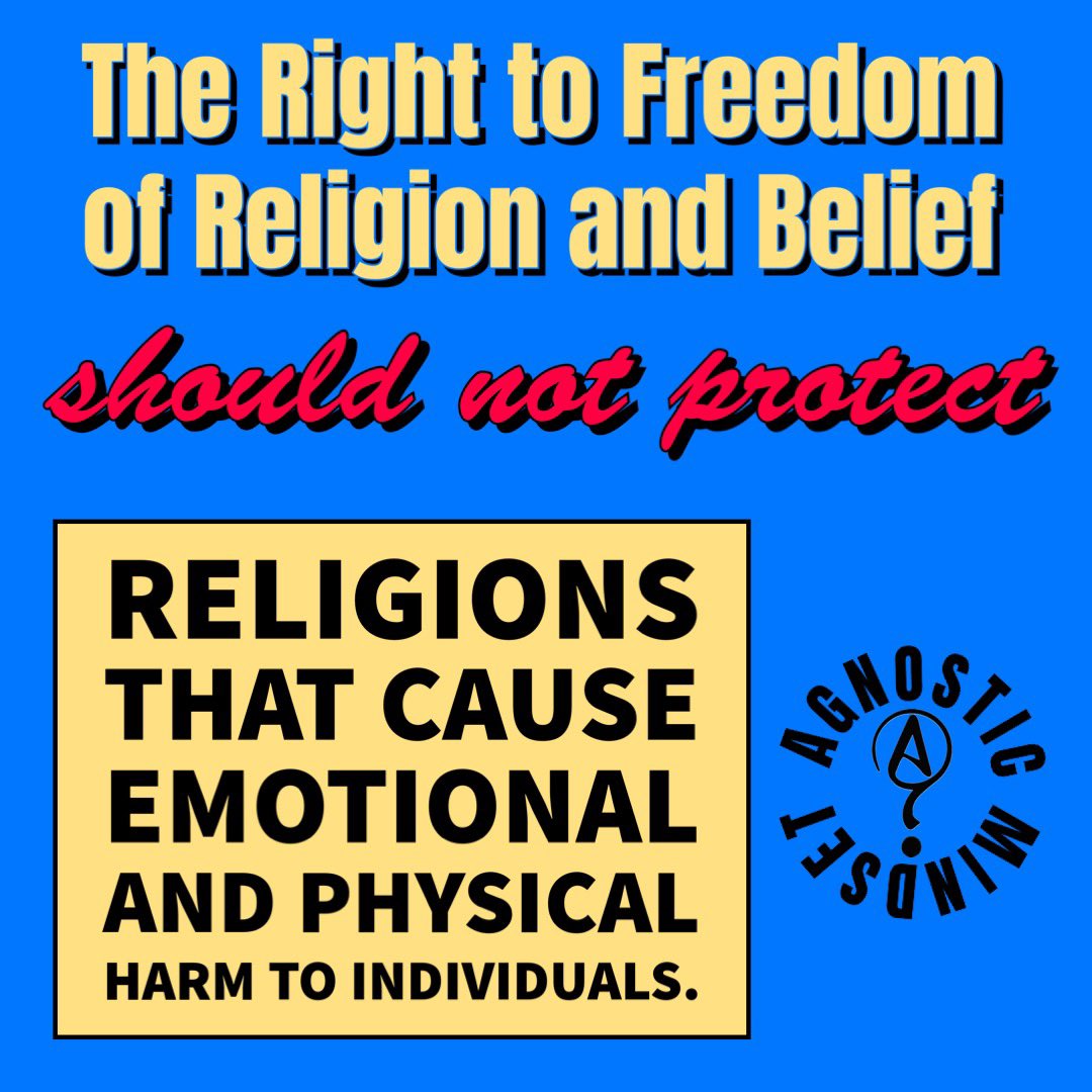 No religion should be allowed to enforce laws that cause harm or persecution. #agnosticmindset #criticalthinking #agnosticism #skeptic #qotd #religiousmyths #atheism #atheist #truth #facts #apostasy #freethinker #FreedomOfReligion #FreedomOfReligionAndBelief