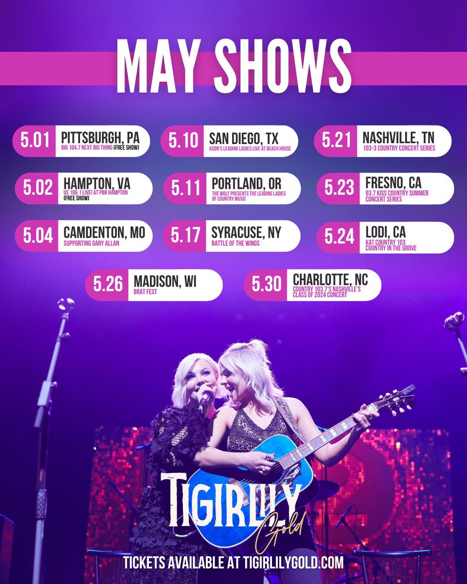 MAY SHOW SCHEDULE!!!! 🫶🏻 tigirlily.com