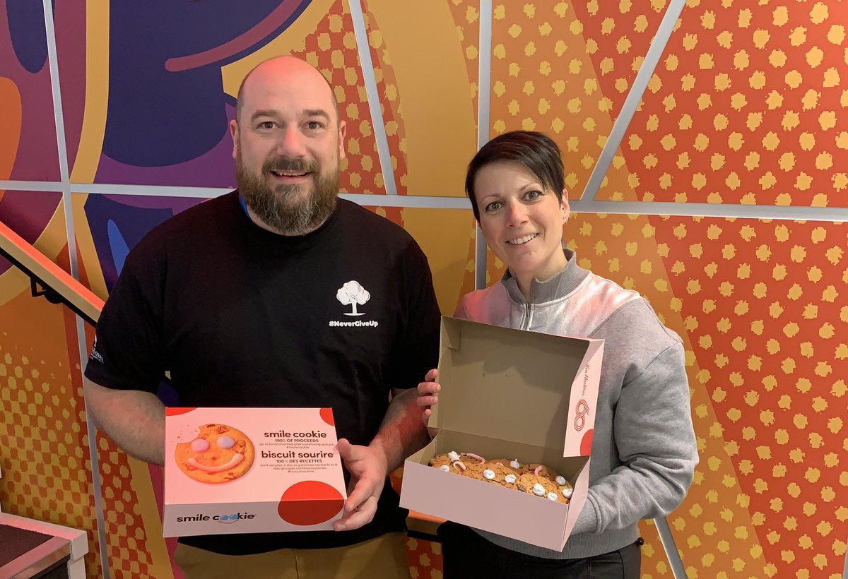 Thank you @WoodsHomesNFP Bryan Goehringer for @TimHortons Smile Cookies. - @SarahCrosbie 😀 “108 Tim Hortons have teamed up with A Dollar A Day Foundation to help fund mental health like Wood’s Homes. 100% of sales in Calgary go directly to 15 local charities.” - Bryan
