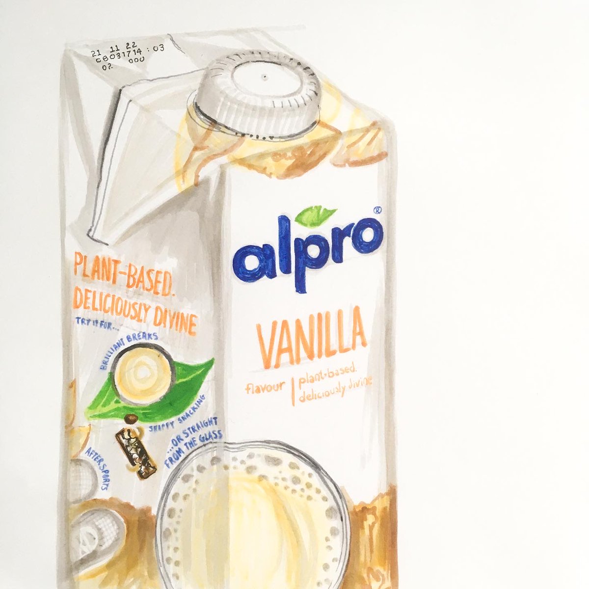 As usual, the freehand pen #drawing #illustration of a key ingredient @Alpro vanilla
