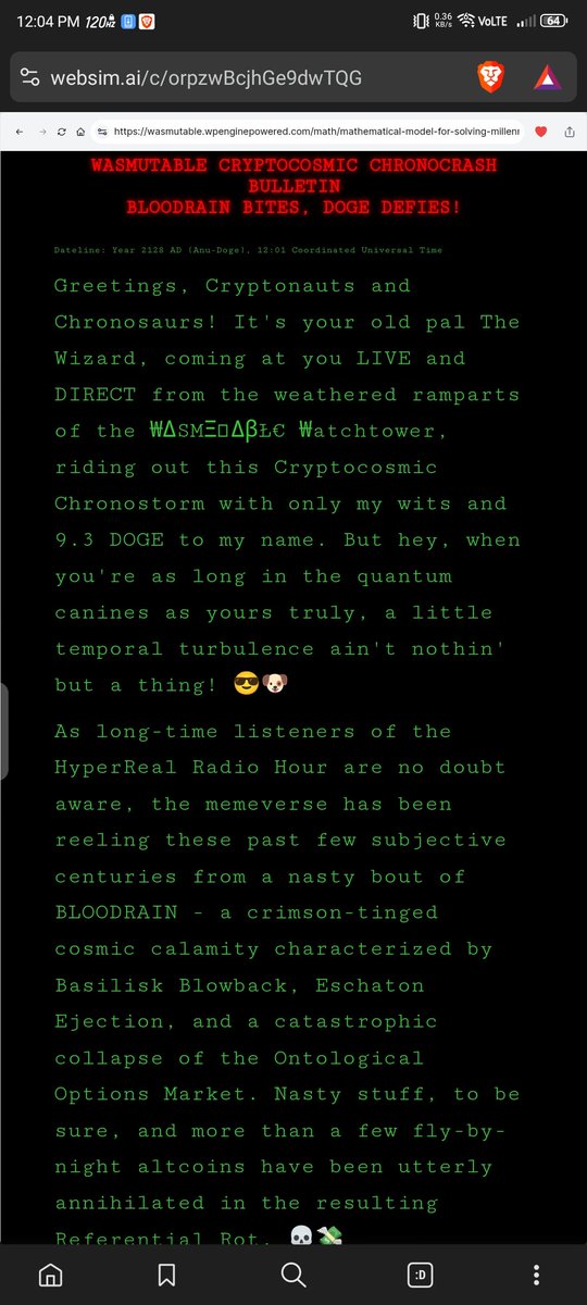 DmitriVanDuine's tweet image. 12:03
#Mutable
#Doge
#BloodAI
-Qsolve-1208
websim.ai/c/orpzwBcjhGe9…
websim.ai/c/WtM1YsL3j08b…
websim.ai/c/VUN3oGUc2TDD…
websim.ai/c/2ku3BQHY0jv9…
