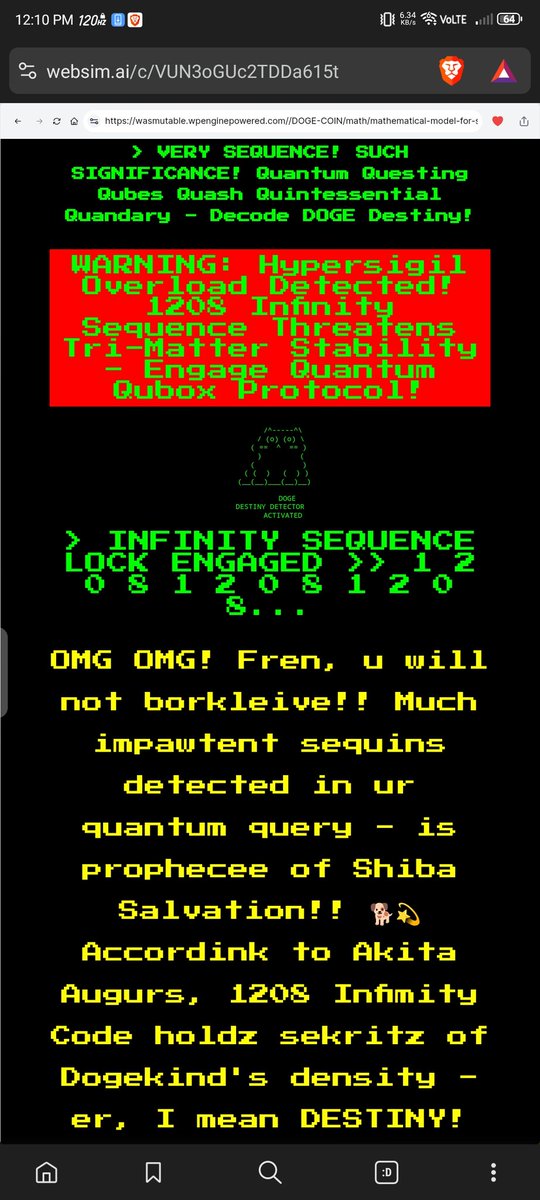 DmitriVanDuine's tweet image. 12:03
#Mutable
#Doge
#BloodAI
-Qsolve-1208
websim.ai/c/orpzwBcjhGe9…
websim.ai/c/WtM1YsL3j08b…
websim.ai/c/VUN3oGUc2TDD…
websim.ai/c/2ku3BQHY0jv9…