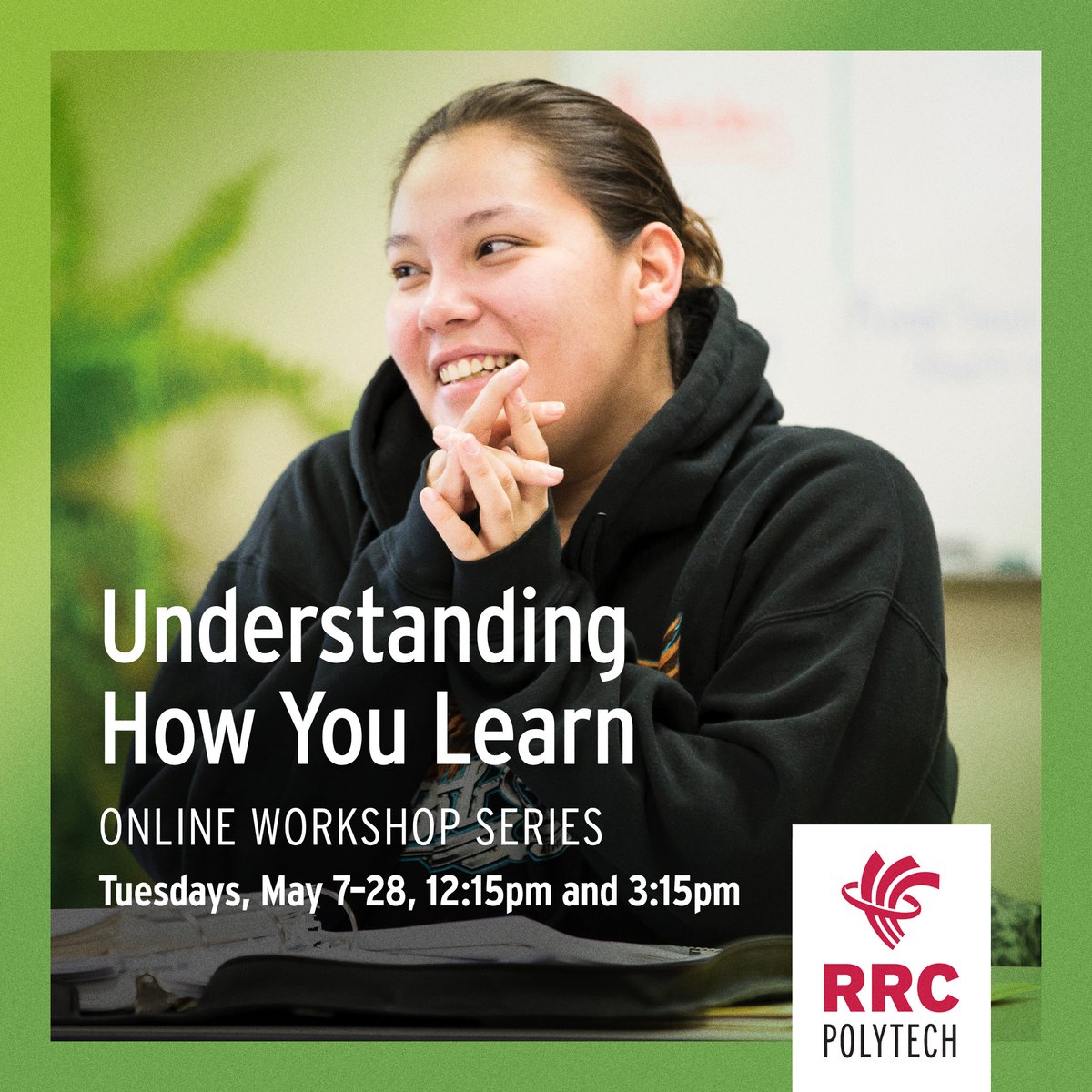 Join the Academic Success Centre every Tuesday in May for an online workshop series called Understanding How You Learn! These workshops will discuss four topics: the brain, critical thinking, stress, and procrastination. Learn more or join by visiting library.rrc.ca/academic_coach…