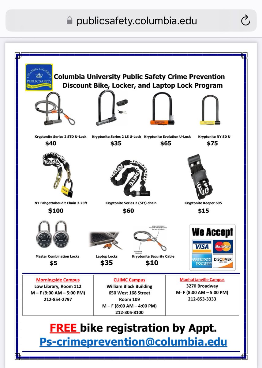 That bike lock is provided to students at a discount by Columbia University.