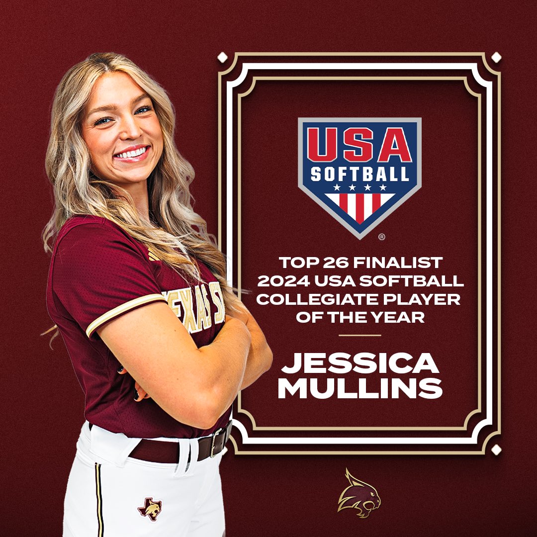 .@jkmullins4 was named one of the Top 26 Finalists for the 2024 @USASoftball Collegiate Player of the Year 😼 #EatEmUp 🔗 go.usasoftball.com/PoY26