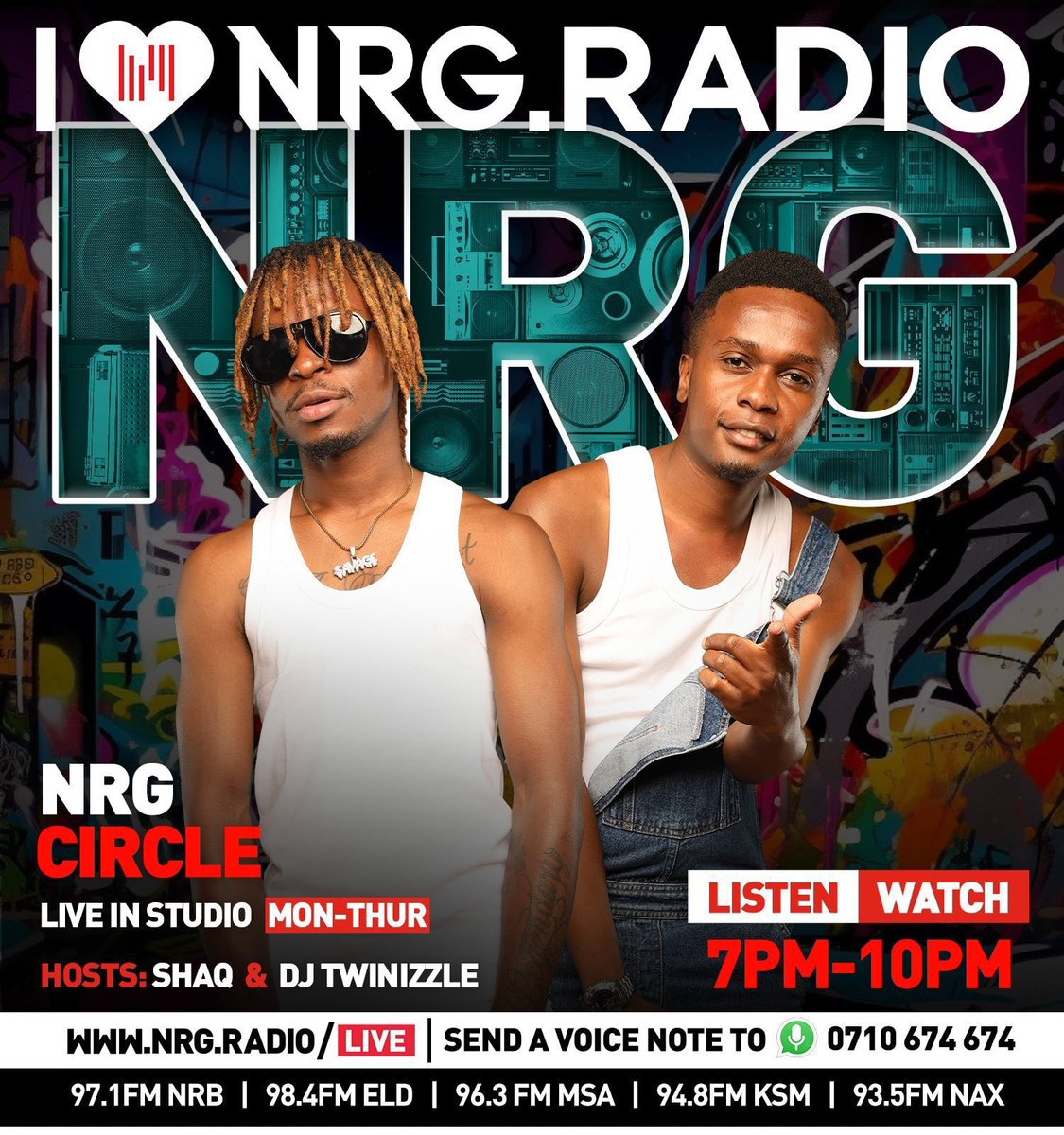 Wagwaan Circle Gang!! We are on 🔥🔥 Tune with the baddest Duo @ShaqoEl @djtwinizzle #NRGCircle #NRGRadiokenya