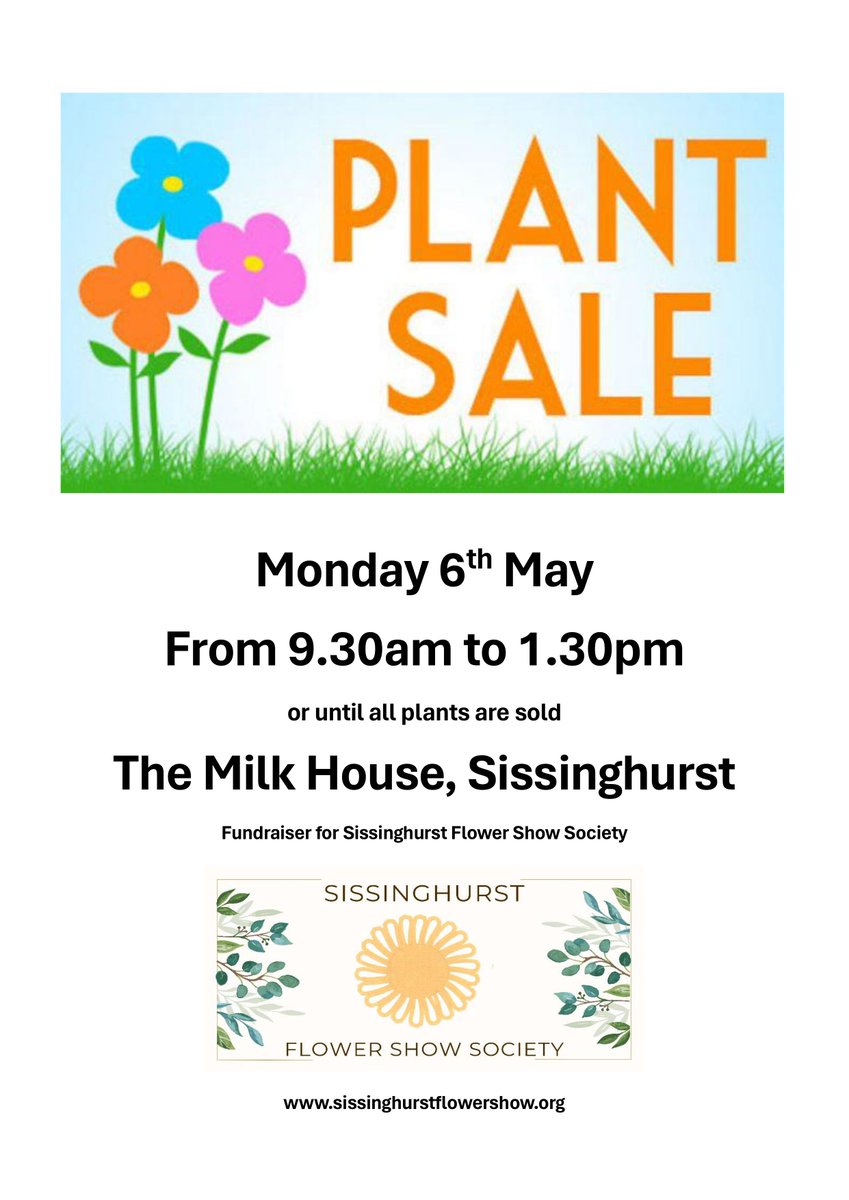 Embrace your inner flower power with an upcoming Plant Sale on Monday 6th May! Come and join us from 9.30am-1.30pm (or until the plants are sold) and help raise money for Sissinghurst Flower Show Society here at The Milk House.

#localevents #plantsale #localpub #countrypub #kent