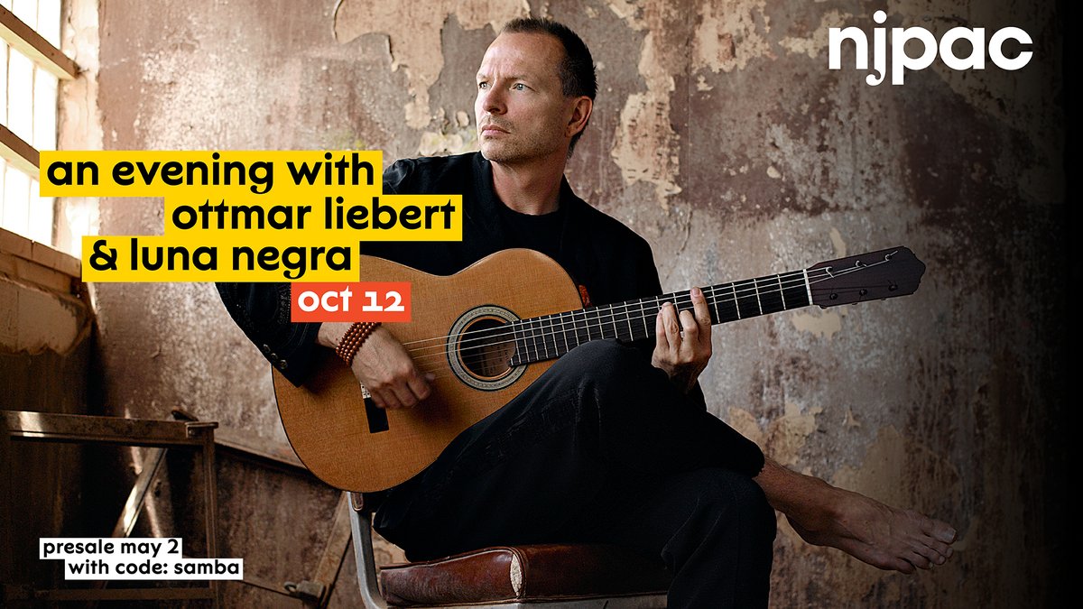 On 10/12, embark on a journey to another world with the instrumental music of German guitarist Ottmar Liebert and his band, Luna Negra. Use presale code SAMBA to get your tickets TOMORROW: bit.ly/njpacottmar