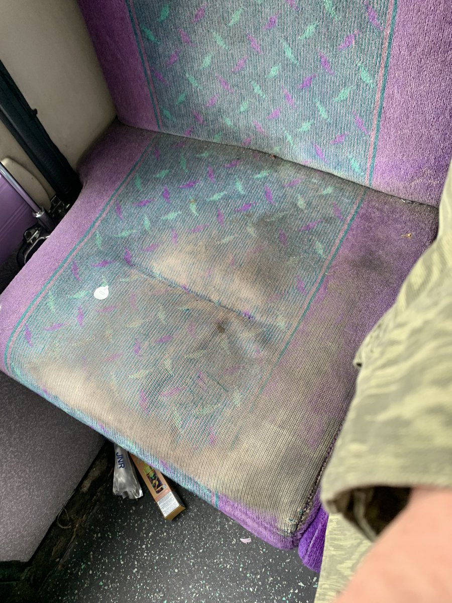 llovelock's tweet photo. The state of the seats in the number 4 bus and we pay nearly £6 all day ticket for the privilege…. @FirstinGlasgow https://t.co/YDj6TVyjim