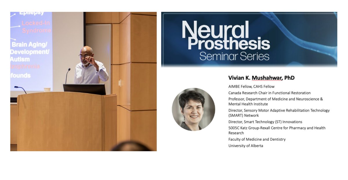 Upcoming: On Thursday, May 16, the NP Seminar series hosts Vivian Mushahwar PhD, of @UAlberta. And if you missed the April presentation from Distinguished Speaker Dr. Emery N. Brown of @MIT, you can catch it on YouTube: youtube.com/watch?v=DVffjn…