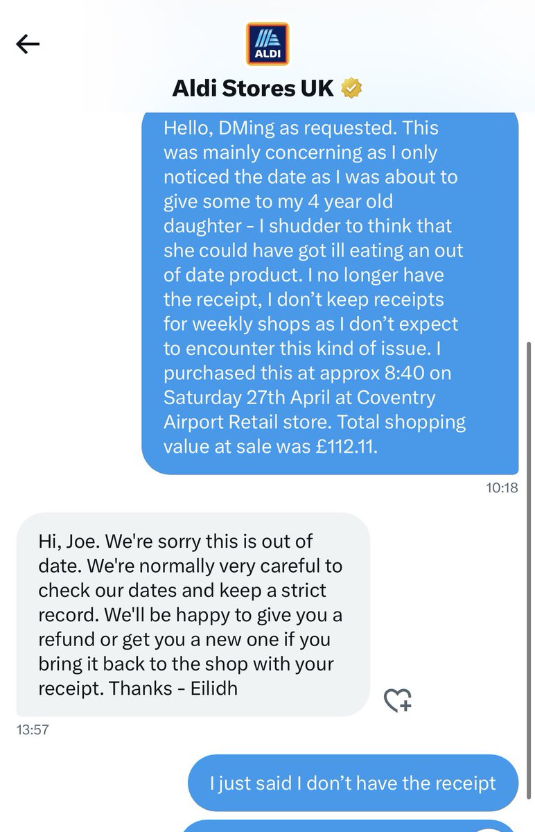 @AldiUK since you are not replying after completely missing the point of my message - let’s bring it back to public! 
You have nearly poisoned my 4 year old daughter as I was so close to giving this to her. Is this acceptable? 
#aldi #outofdate #poorcustomerservice