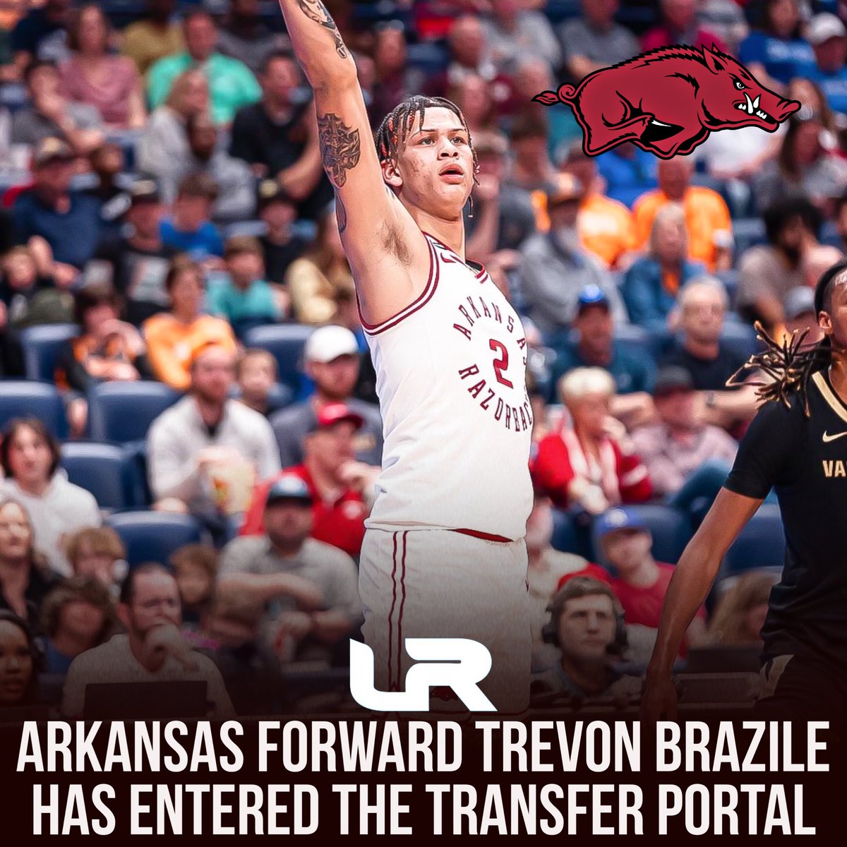 NEWS: Arkansas forward Trevon Brazile has officially entered the transfer portal, source confirmed @LeagueRDY. Brazile is a 6-10 forward from Springfield, Missouri who began his career playing one season at Missouri before playing the last two for Arkansas. He averaged 8.9PPG,…