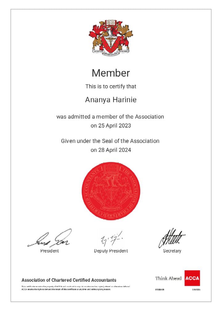 We are pleased to announce that Ananya B, who studied BCOM PA, has completed ACCA and is now an ACCA member. It was not easy for her to study completely different subjects in school, change at college, and advance to a professional qualification and a career in EY on her own. I…