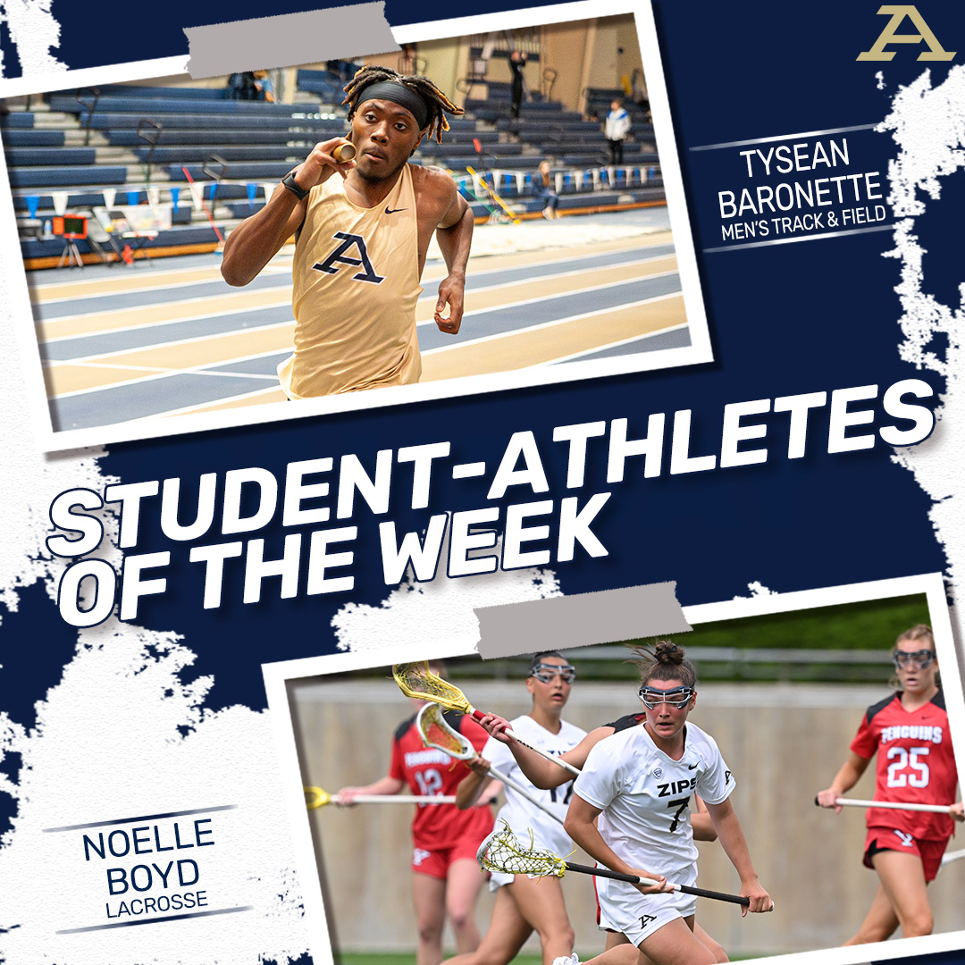 👏 Congrats to our @AkronZips SAOTW @ZipsTFCC Tysean Baronette and @ZipsWLAX @Noelle_boyd7 

Baronette led @ZipsTFCC efforts at Len Paddock Invitational, while Boyd directed @ZipsWLAX to a Senior Day win over Youngstown St.  

#GoZips | @AkronZips | @ZipsTFCC | @ZipsWLAX 🦘