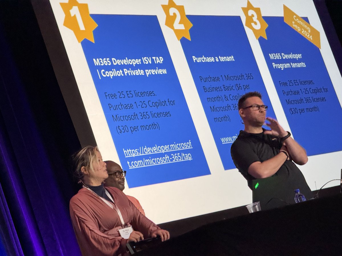 Dev tenants for #copilot for #microsoft365 are coming! That's cool, #microsoftgraph team!  #m365con #developers