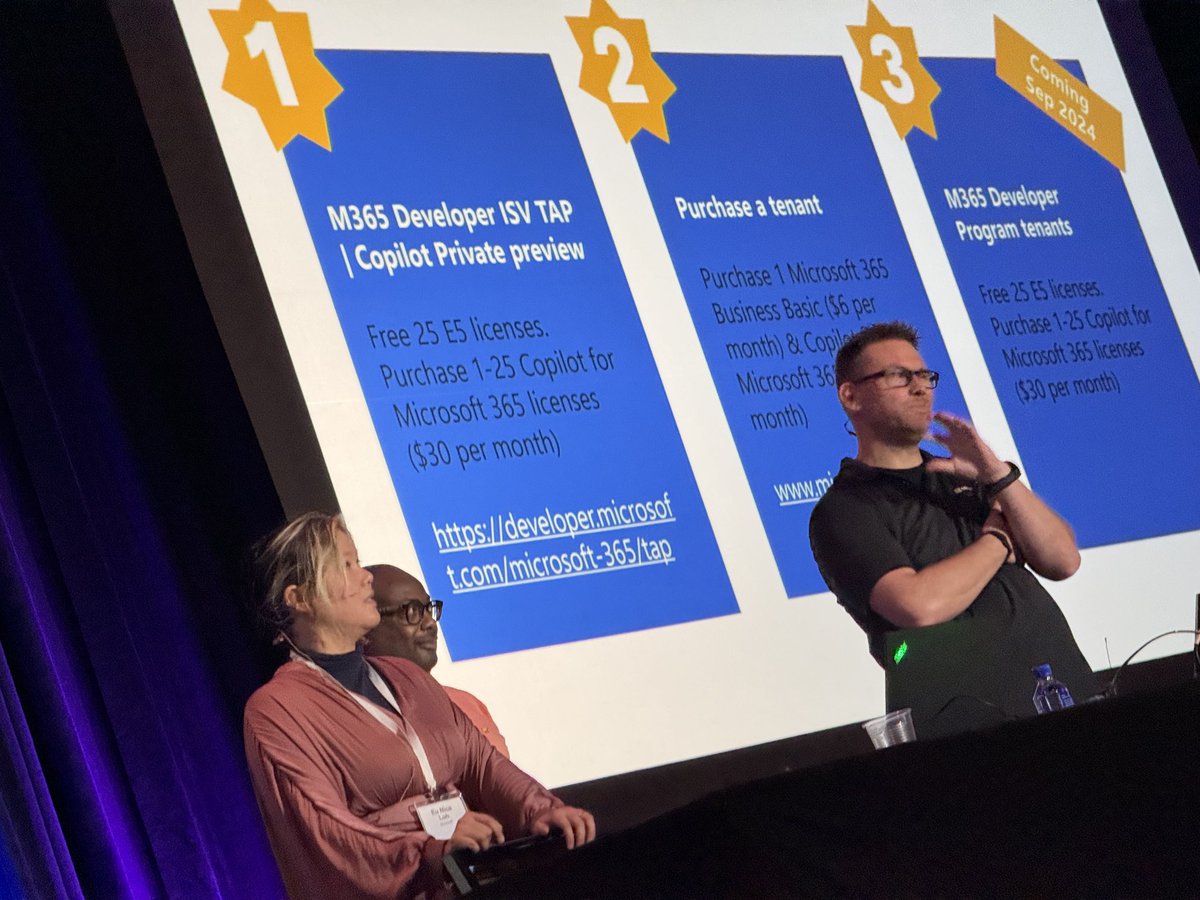 Dev tenants for #copilot for #microsoft365 are coming! That's cool, #microsoftgraph team! #m365con #developers