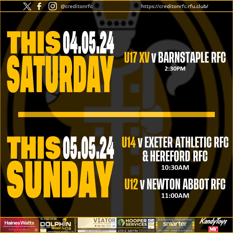 Crediton RFC (@creditonrfc) on Twitter photo The season concludes ๐ง๐๐๐ฆ ๐ช๐๐๐๐๐ก๐, starting the ๐จ๐ญ๐ณ๐ at home against <a href="/BarnstapleRFC/">BarnstapleRFC</a> on ๐ฆ๐๐ง๐จ๐ฅ๐๐๐ฌ
On ๐ฆ๐จ๐ก๐๐๐ฌ the ๐จ๐ญ๐ฐ๐ host <a href="/ExeterAthletic1/">@ExeterAthleticRFC</a> & @Hereford_RFC while the ๐จ๐ญ๐ฎ๐ welcome <a href="/NewtonAbbotRFC/">Newton Abbot Rugby Club</a>
#kirton #blackandamber #onebigclub <a href="/swsportsnews/">South West Sports News</a> The season concludes ๐ง๐๐๐ฆ ๐ช๐๐๐๐๐ก๐, starting the ๐จ๐ญ๐ณ๐ at home against <a href="/BarnstapleRFC/">BarnstapleRFC</a> on ๐ฆ๐๐ง๐จ๐ฅ๐๐๐ฌ
On ๐ฆ๐จ๐ก๐๐๐ฌ the ๐จ๐ญ๐ฐ๐ host <a href="/ExeterAthletic1/">@ExeterAthleticRFC</a> & @Hereford_RFC while the ๐จ๐ญ๐ฎ๐ welcome <a href="/NewtonAbbotRFC/">Newton Abbot Rugby Club</a>
#kirton #blackandamber #onebigclub <a href="/swsportsnews/">South West Sports News</a>