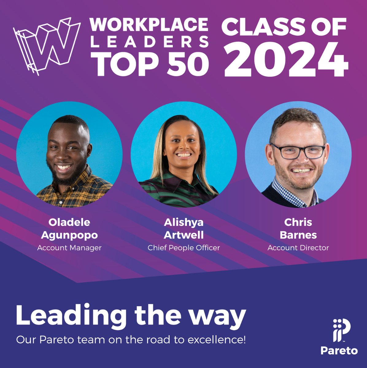 We're proud of the remarkable achievements of Oladele Agunpopo, Alishya Artwell, and Chris Barnes, who have been nominated for the prestigious Workplace Leaders Top 50 Class of 2024! #TWE2024